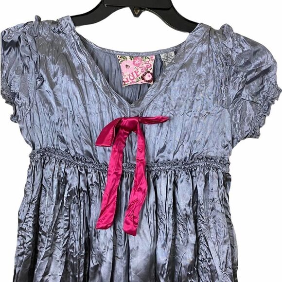 Girls Guess Gray Satin Dress with Pink Satin Belt - Picture 4 of 4